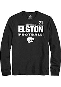 Monterrio Elston Mens Black K-State Wildcats Football NIL Stacked Box Long Sleeve Player T Shirt