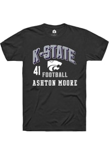 Ashton Moore Rally Mens Black K-State Wildcats NIL Arch Logo Player T Shirt