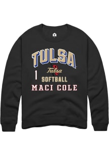 Maci Cole Rally Mens Black Tulsa Golden Hurricane NIL Arch Logo Player Crew