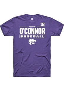 Keegan O'Connor Rally Mens Purple K-State Wildcats NIL Stacked Box Player T Shirt
