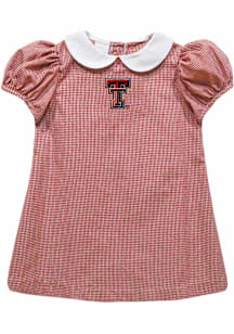 Vive La Fete Texas Tech Red Raiders Toddler Girls Red Gingham Collar Short Sleeve Dress