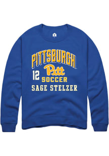 Sage Stelzer Rally Mens Blue Pitt Panthers NIL Arch Logo Player Crew