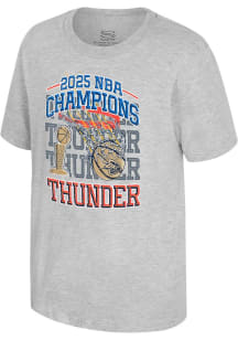 Oklahoma City Thunder Youth Grey 2025 Finals Champion Nite Nite Short Sleeve T-Shirt