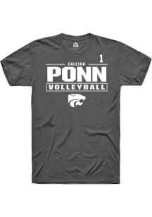 Caleigh Ponn Rally Mens Dark Grey K-State Wildcats NIL Stacked Box Player T Shirt