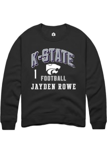 Jayden Rowe Rally Mens Black K-State Wildcats NIL Arch Logo Player Crew