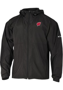 Mens Wisconsin Badgers Black Columbia Prodigy Light Weight Jacket