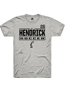 AJ Hendrick Cincinnati Bearcats Ash NIL Stacked Box Short Sleeve Player T Shirt