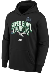 Nike Philadelphia Eagles Youth Black 2024 Super Bowl Champ Arch Mascot Long Sleeve Hoodie