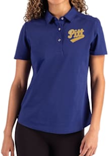 Womens Pitt Panthers Blue Cutter and Buck Vault Advantage Short Sleeve Polo Shirt