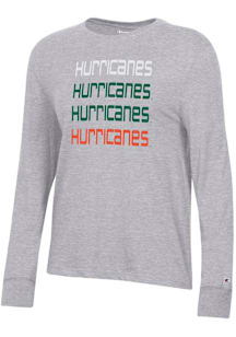 Champion Miami Hurricanes Womens Grey Core LS Tee