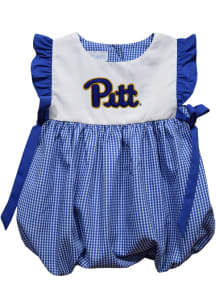 Baby Girls Pitt Panthers Blue Vive La Fete Gingham Bubble Short Sleeve Dress
