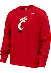 Nike Cincinnati Bearcats Mens Red Primary Logo Long Sleeve Crew Sweatshirt