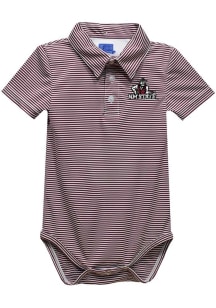 Vive La Fete New Mexico State Aggies Baby Crimson Pencil Stripe Short Sleeve One Piece Polo