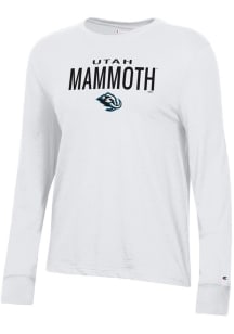 Champion Utah Hockey Club Womens White Mascot Logo Core LS Tee