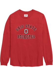 Womens Red Ohio State Buckeyes Throwback LS Tee