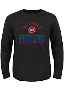 Detroit Pistons Youth Black Double Bar Long Sleeve T-Shirt