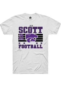 jojo scott Rally Mens White K-State Wildcats NIL Striped Player T Shirt