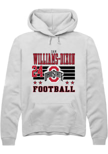 Sam Williams-Dixon Rally Mens White Ohio State Buckeyes NIL Striped Player Hood