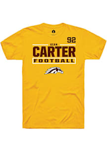 Gian Carter Western Michigan Broncos Gold Football NIL Stacked Box Short Sleeve Player T Shirt