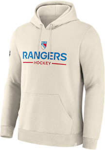 New York Rangers Mens Tan Centennial Logo Drop Long Sleeve Hoodie