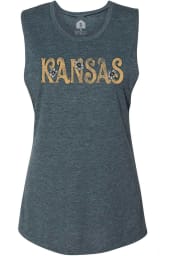 Kansas Women's Navy Hippie Floral Muscle Tank Top