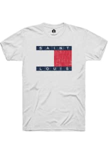 St Louis Women's Flag Wordmark Unisex Short Sleeve T-Shirt - White