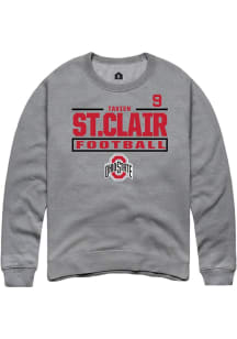 Tavien St. Clair Rally Mens Graphite Ohio State Buckeyes NIL Stacked Box Crew Sweatshirt