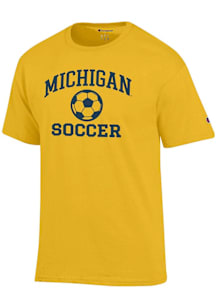 Champion Michigan Wolverines Yellow Soccer Jersey Short Sleeve T Shirt