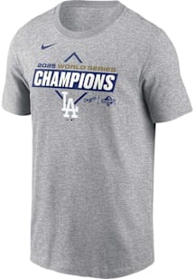 Nike Los Angeles Dodgers Grey 2025 World Series Champions On To Victory Short Sleeve T Shirt