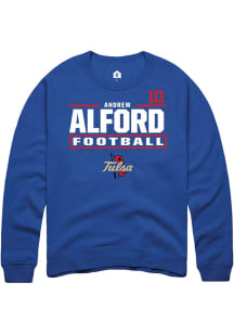 Andrew Alford Rally Mens Blue Tulsa Golden Hurricane NIL Stacked Box Player Crew