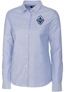 Cutter and Buck Vancouver Whitecaps FC Womens Stretch Oxford Long Sleeve Light Blue Dress Shirt