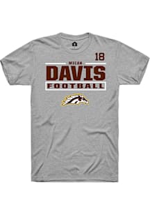 Micah Davis Western Michigan Broncos Grey Football NIL Stacked Box Short Sleeve Player T Shirt