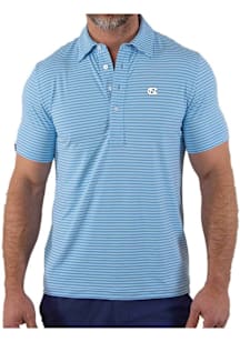 North Carolina Tar Heels Mens Light Blue Range Double Stripe Short Sleeve Fashion Polo