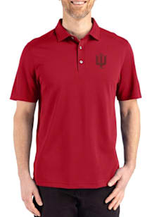 Cutter and Buck Indiana Hoosiers Mens Red Advantage Refresh Short Sleeve Polo