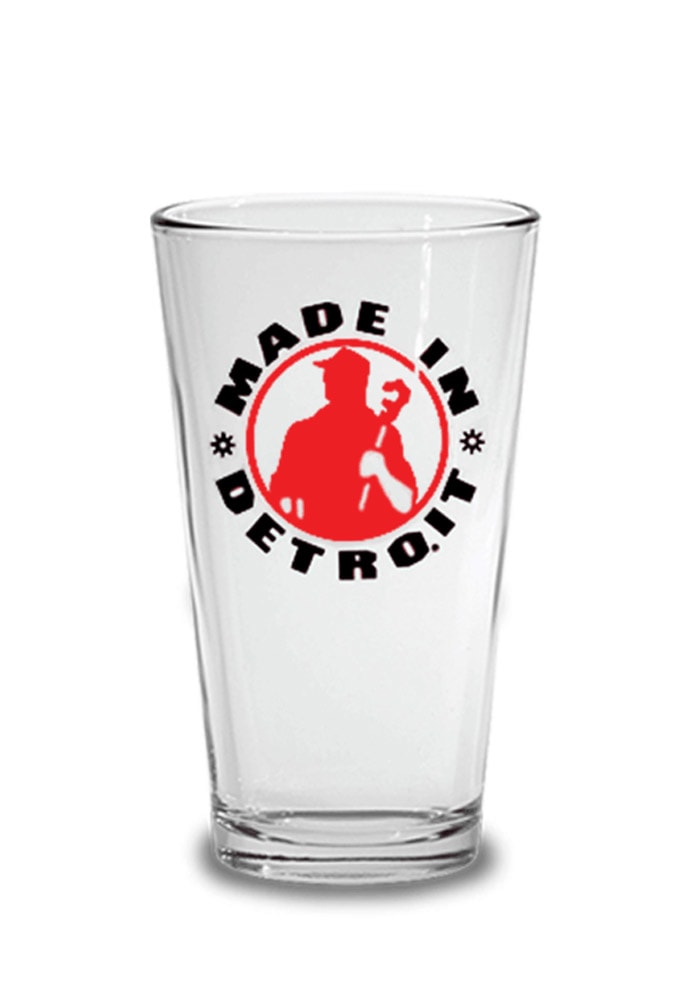 Detroit Made in Detroit Red/Black Pint Glass Pint Glass