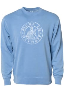 Made In Detroit Light Blue Circle Icon Long Sleeve Crew Sweatshirt