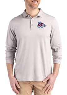 Cutter and Buck Fresno State Bulldogs Mens Grey Coastline Long Sleeve Polo Shirt