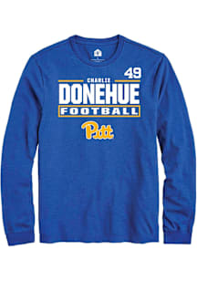 Charlie Donehue Pitt Panthers Blue Football NIL Stacked Box Long Sleeve Player T Shirt
