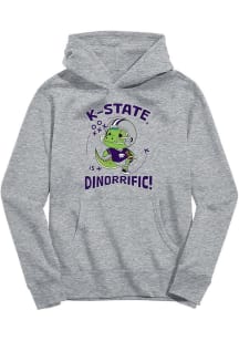 Youth K-State Wildcats Grey Vive La Fete Dino-Riffic Long Sleeve Hooded Sweatshirt