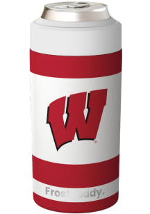 White Wisconsin Badgers Team Logo Stainless Steel Coolie