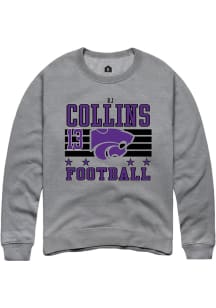 RJ Collins Rally Mens Grey K-State Wildcats NIL Striped Player Crew