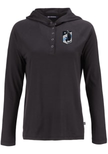 Cutter and Buck Minnesota United FC Womens Black Coastline Eco Hooded Sweatshirt