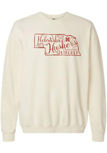 Summit Sportswear Nebraska Cornhuskers Womens Ivory Volleyball State Crew Sweatshirt