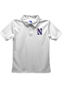 Toddler Northwestern Wildcats White Vive La Fete Team Short Sleeve Polo Shirt