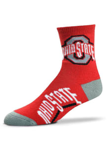 Red Logo Name Ohio State Buckeyes Mens Quarter Socks - Red