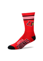 Louisville Cardinals Duece Four Stripe Mens Crew Socks