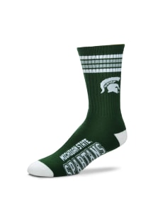 Duece Four Stripe Michigan State Spartans Mens Crew Socks - Green