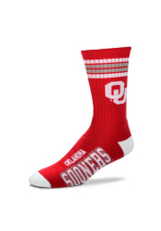 Oklahoma Sooners Duece Four Stripe Mens Crew Socks