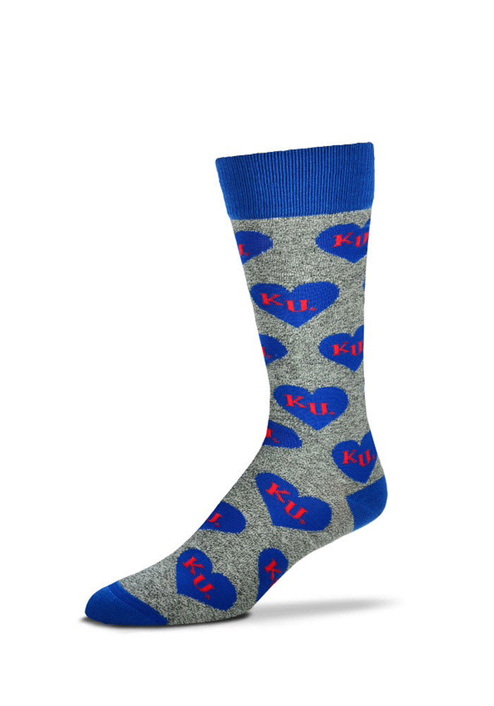 Kansas Jayhawks Team Logo Heart Mens Dress Socks