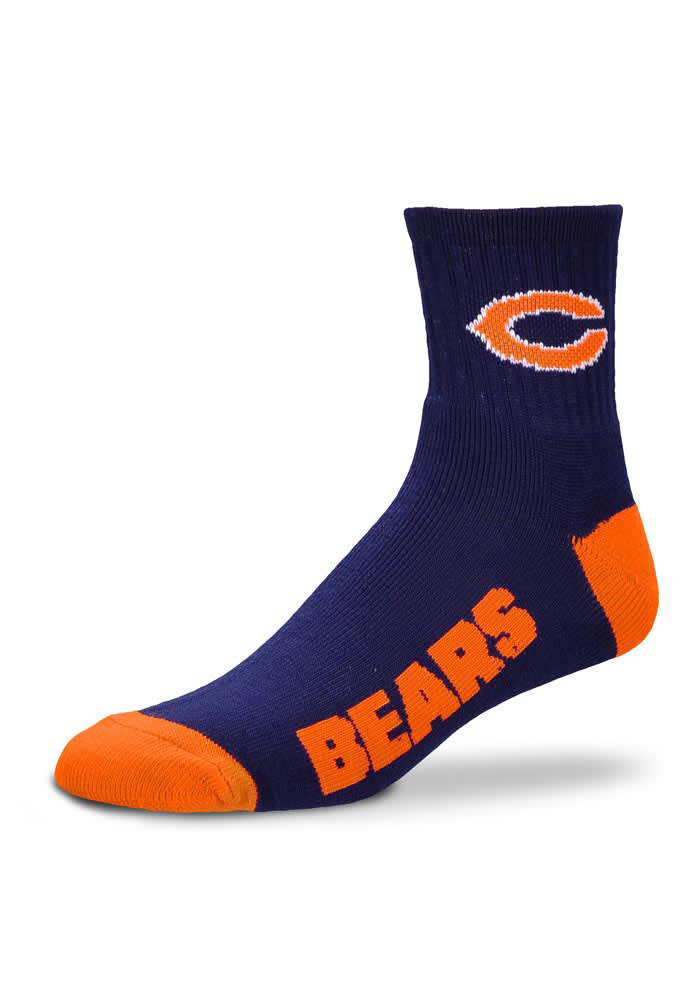 Chicago Bears Logo Name Mens Quarter Socks